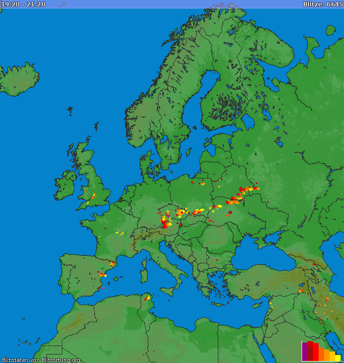 Lightning map Europe 2023-03-23 15:30:07