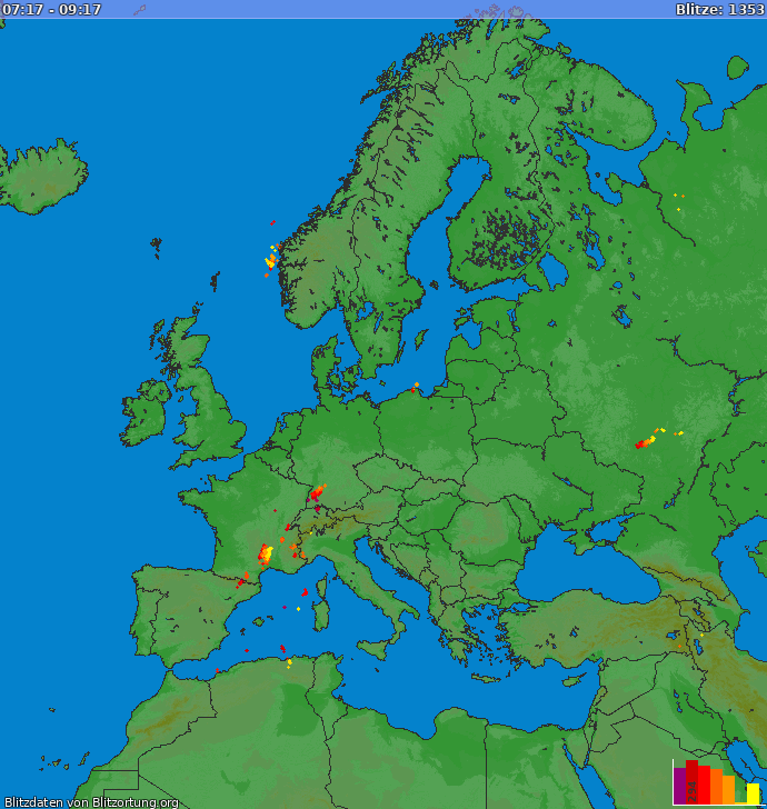 Mapa wyładowań Europa 2024-04-25 0:01:02