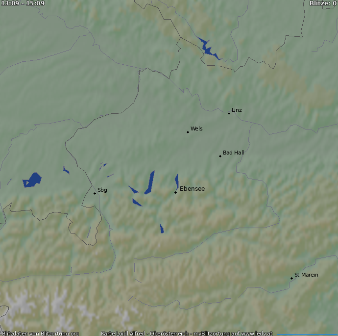 Mappa dei fulmini Ober-Österreich 01.03.2024 04:00:52